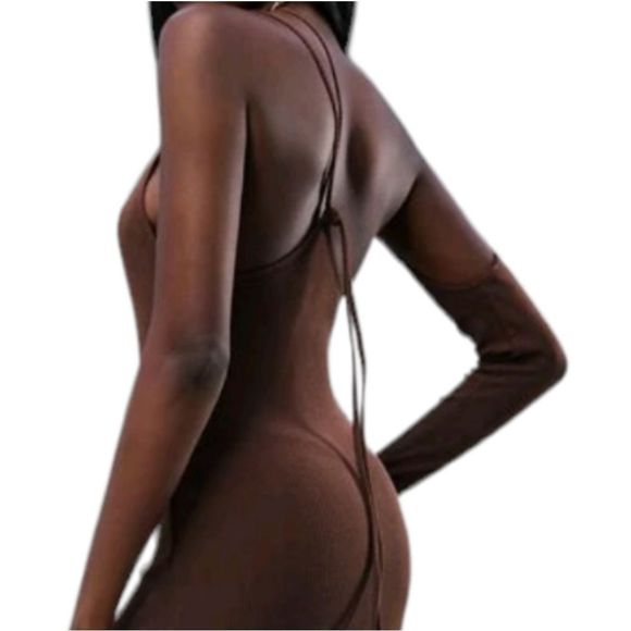 Brown Single Arm Knit Dress - Picture 3 of 5